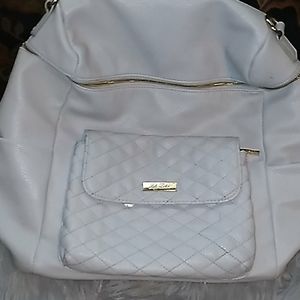 Stone Gray Leather Luli Bebe Book bag, chain strap